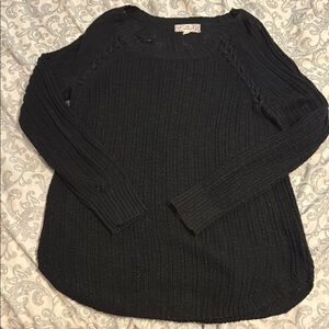 Pink Republic Black Ribbed Crew Neck Sweater